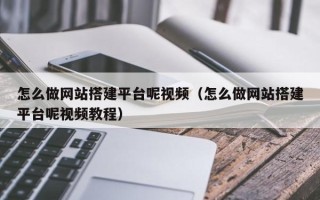 天津怎么做网站搭建平台呢视频（怎么做网站搭建平台呢视频教程）